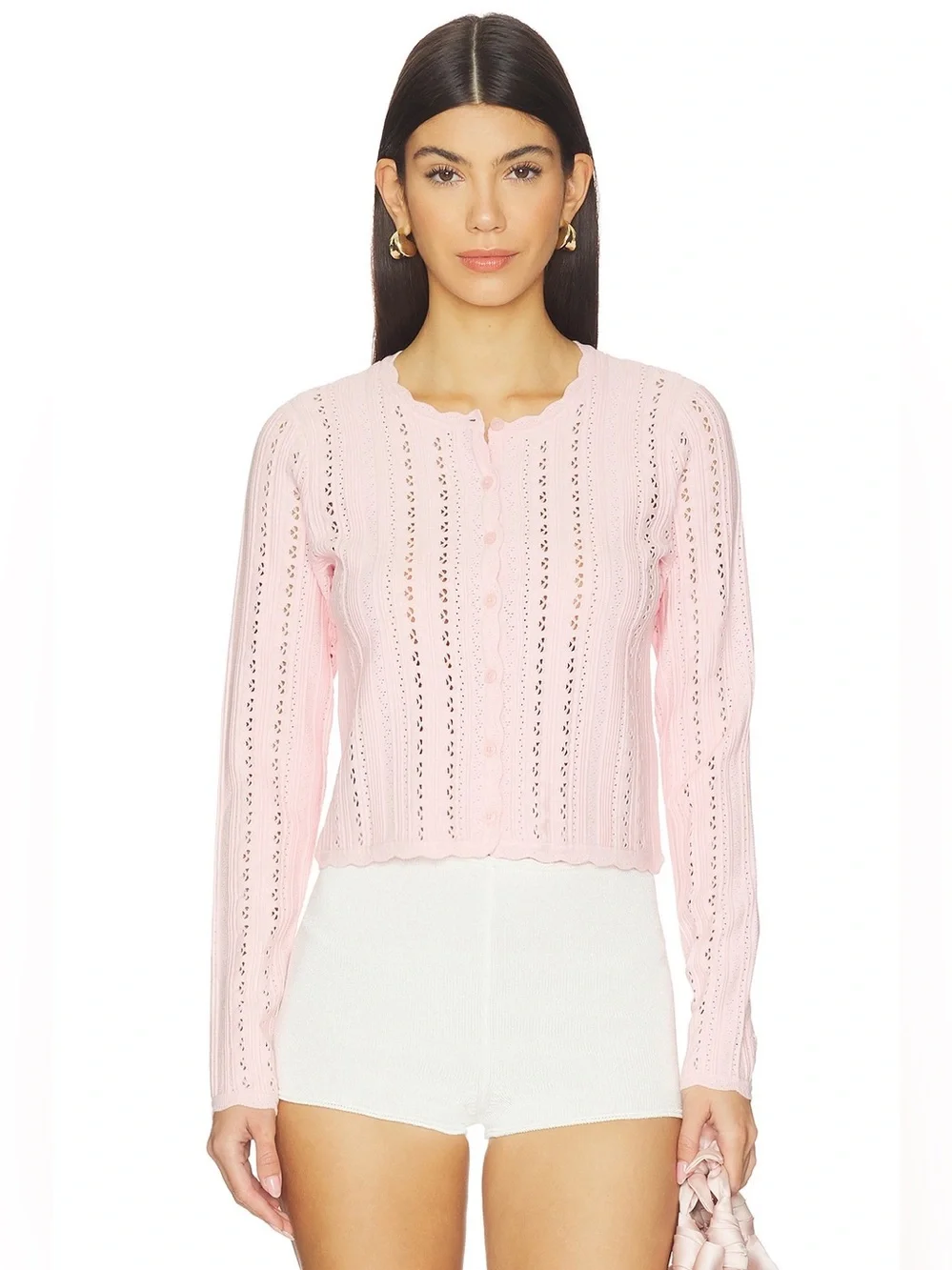 LoveShackFancy Peridot Cardigan in Peach Sorbet
